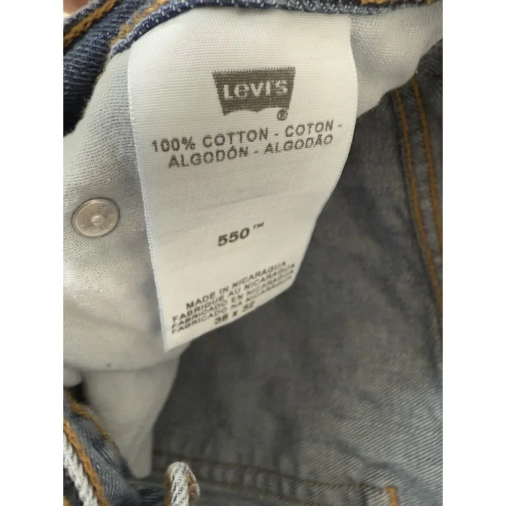 Levis 550 Jeans Mens 38x32‎ Blue Denim Relaxed Fit Straight Leg